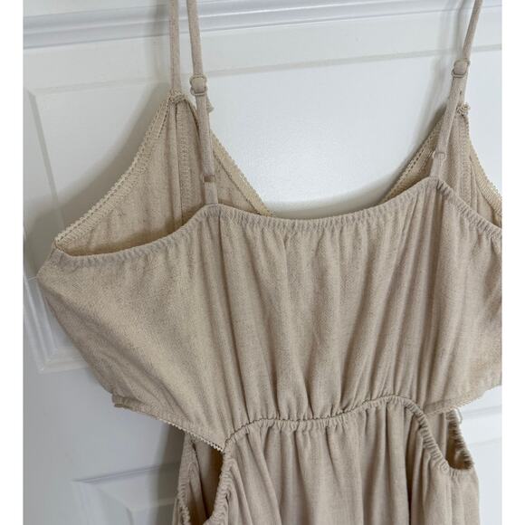 Altar'd State Natural Linen Blend Cut-Out Tiered Midi Dress XXL NWT USA Made - Picture 3 of 9